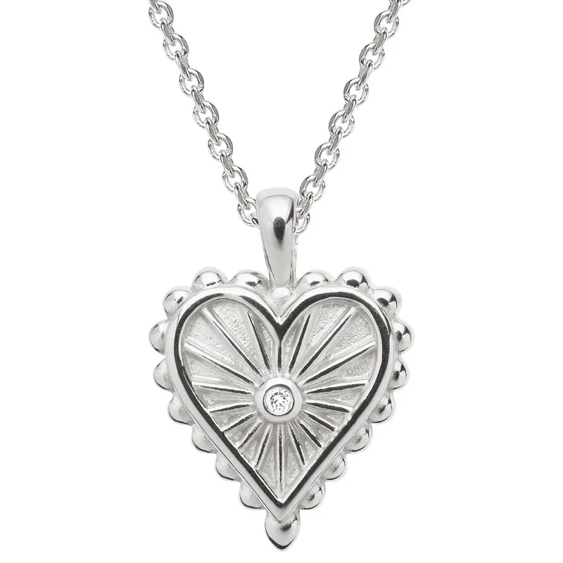 Jilco Inc Diamond Starburst Heart Necklace - Sterling Silver