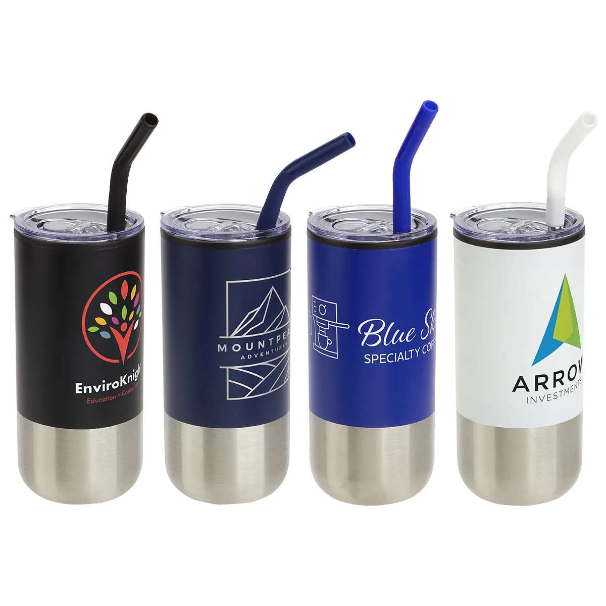 Oxford 16 oz Stainless Steel/Polypropylene Tumbler with Straw
