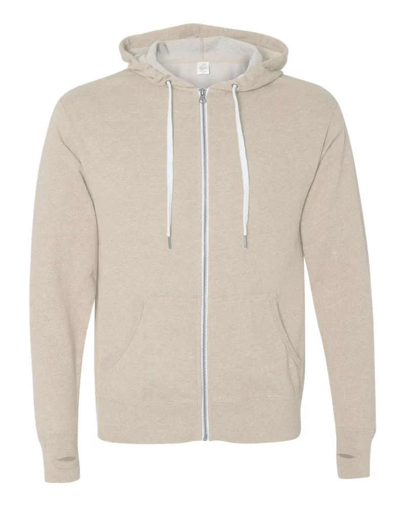 Independent Trading Co.® Unisex Heathered French Terry Full-Zip Hooded Sweatshirt view 3