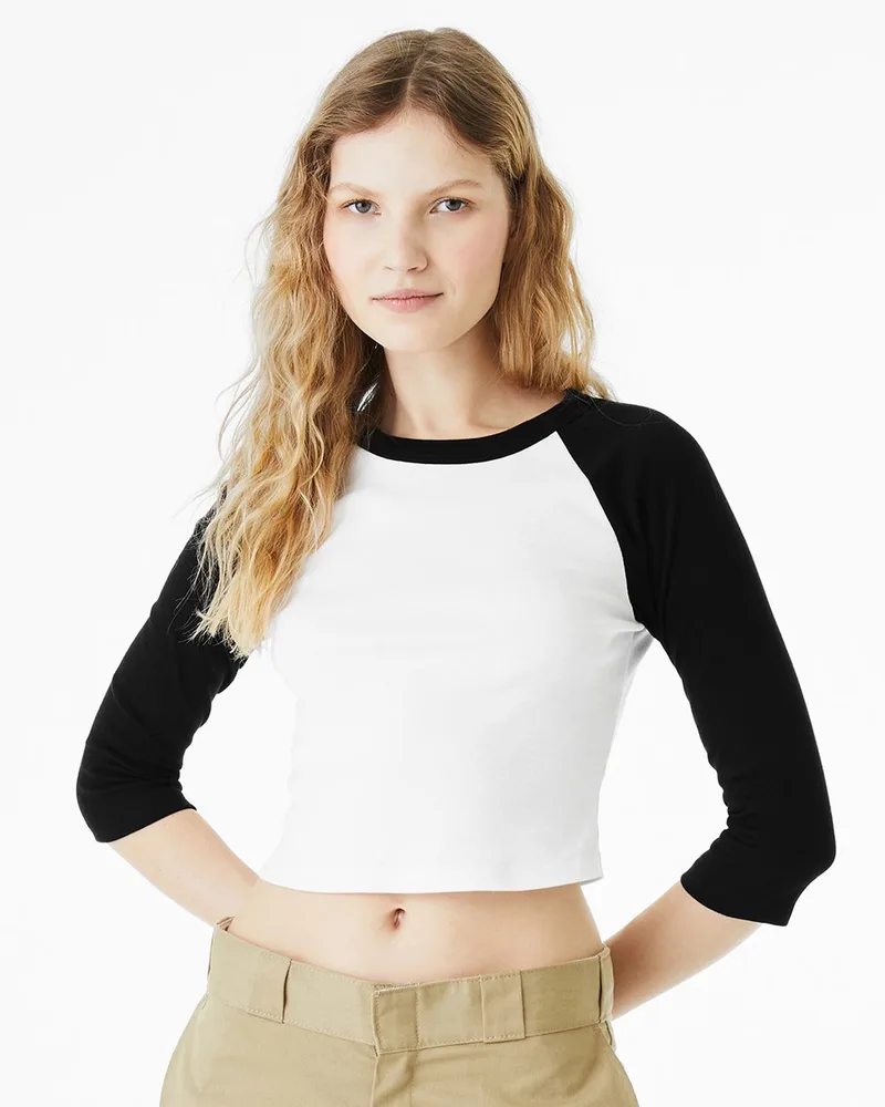 Bella+Canvas® Ladies' Micro Ribbed Three-Quarter Raglan Baby T-Shirt view 2