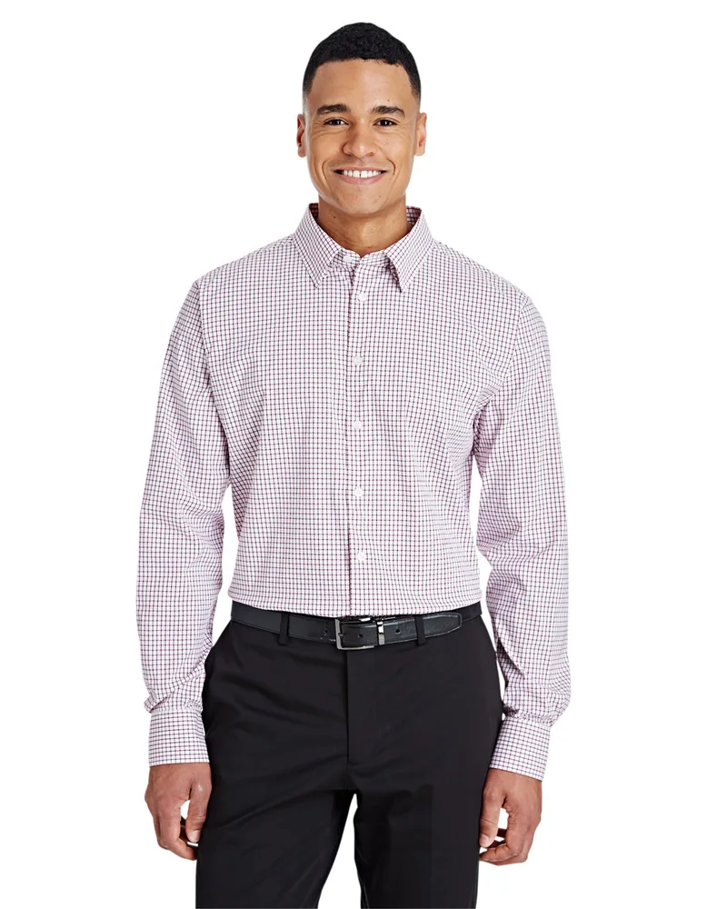 Devon and Jones® Men's CrownLux Performance® Micro Windowpane Woven Long Sleeve Dress Shirt