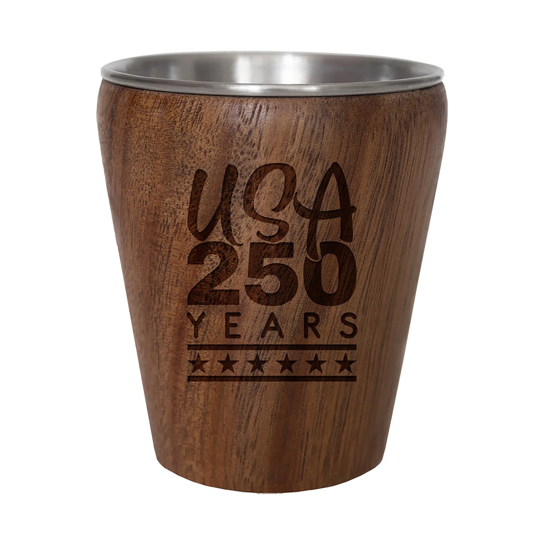 Limited Edition USA 250 Years Bamboo Shot Glass w/Stainless Steel Interior