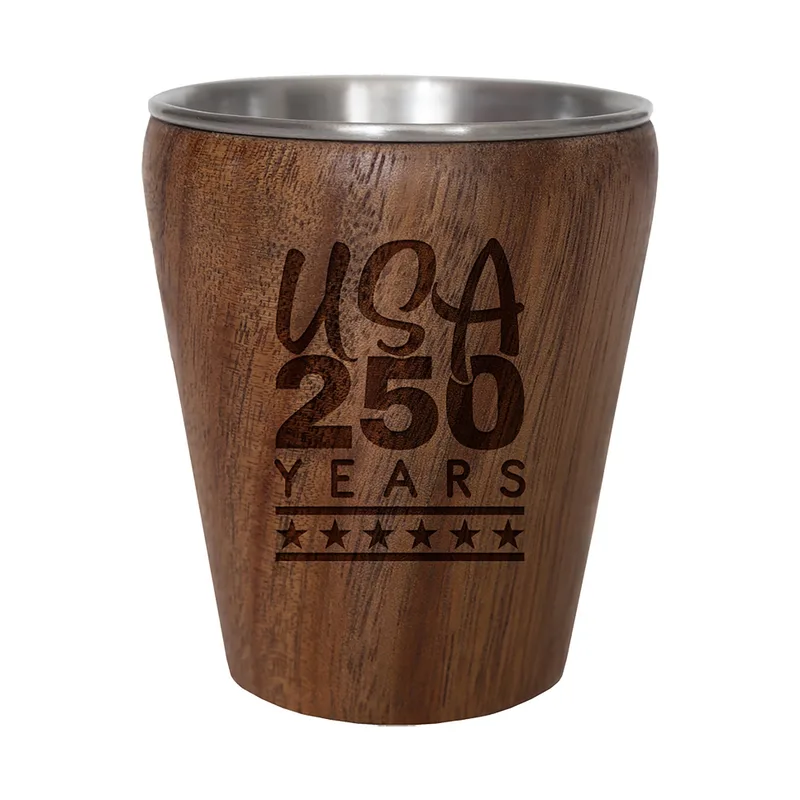 Limited Edition USA 250 Years Bamboo Shot Glass w/Stainless Steel Interior