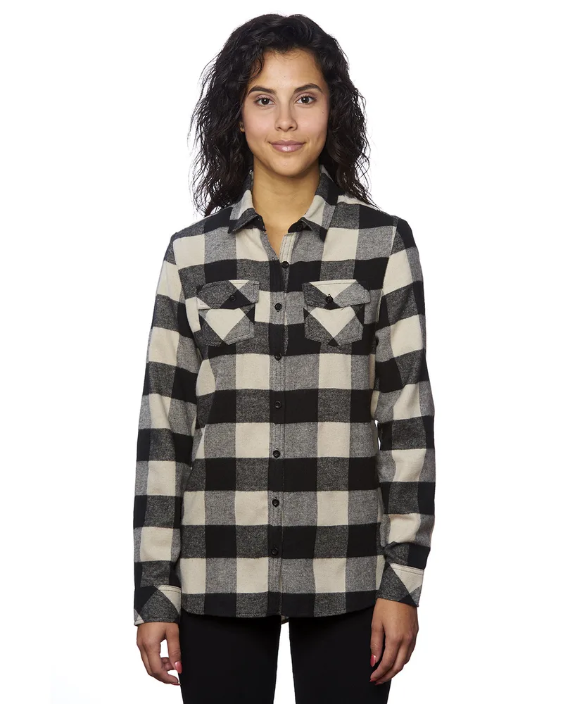 Burnside Ladies' Plaid Boyfriend Flannel Shirt view 4