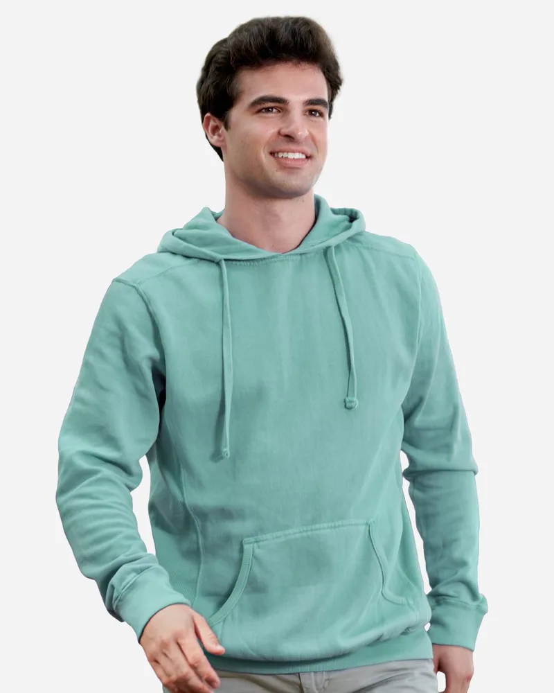 J. America® Unisex Pigment-Dyed Fleece Hooded Sweatshirt view 2