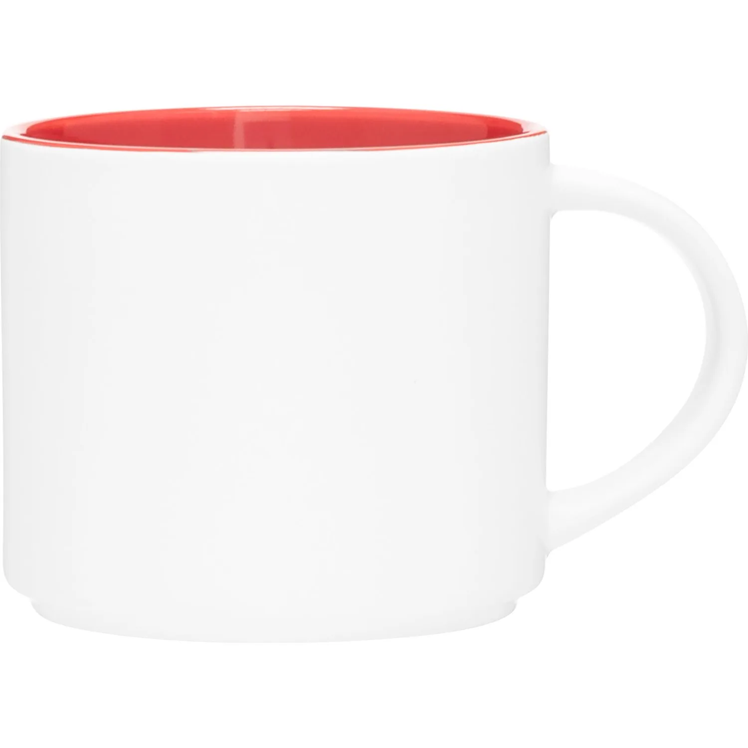 16 oz Monaco Ceramic Mug (Matte White/Red) view 2