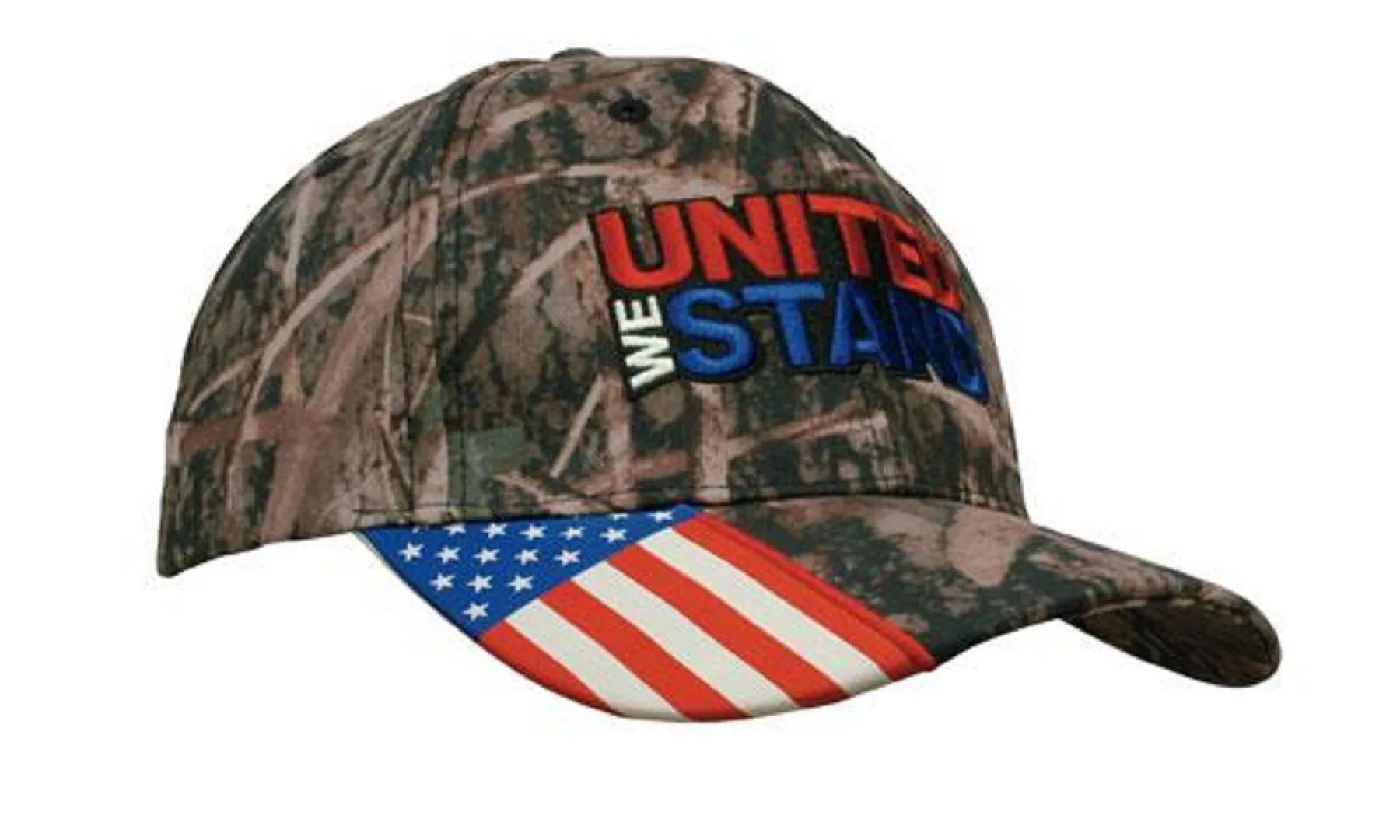 True Timber Camouflage w/Woven USA Flag Peak Cap (Domestically Decorated)