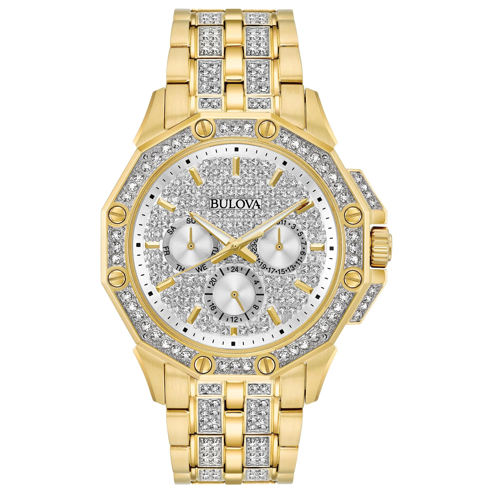 Bulova Watches Men's & Ladies' Octava Collection Crystal Watch, Gold-Tone Stainless Steel Bracelet
