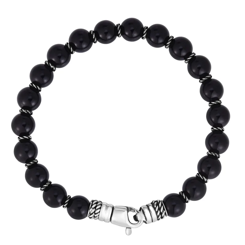 Jilco Inc Sterling Silver Black Bead Bracelet