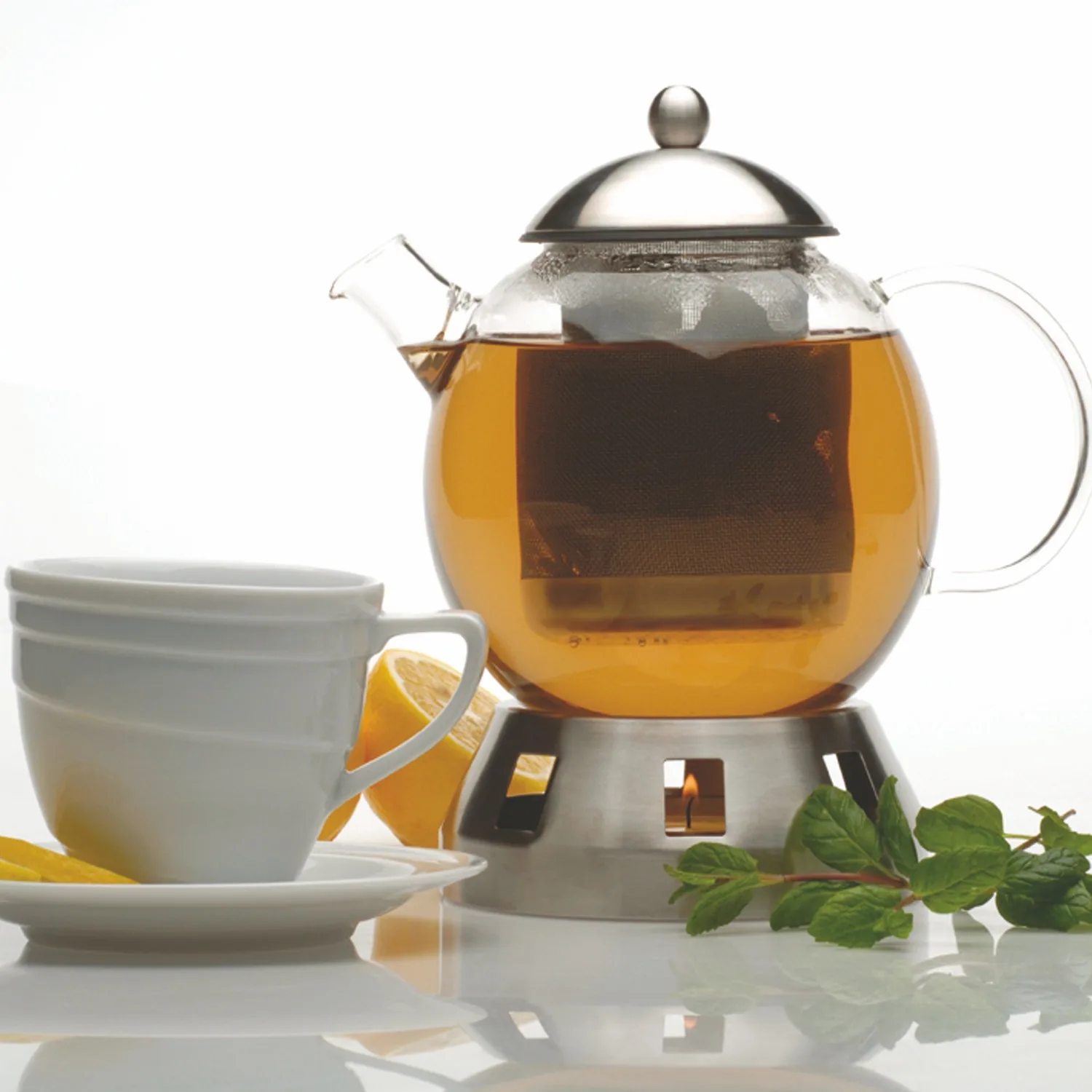 BergHoff Essentials Glass Teapot 4Pc, Dorado, 44Oz