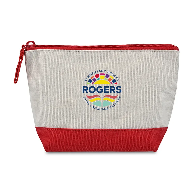 Canvas Zippered Pouch - Red