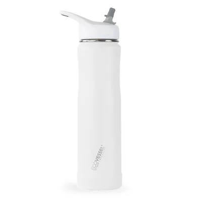EcoVessel Summit 24 Oz Insulated Ss Straw Water Bottle - Whiteout