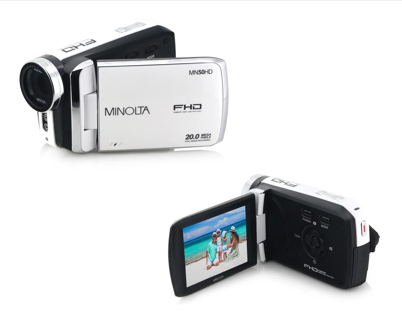 Minolta® White Full HD 1080p/20MP Camcorder
