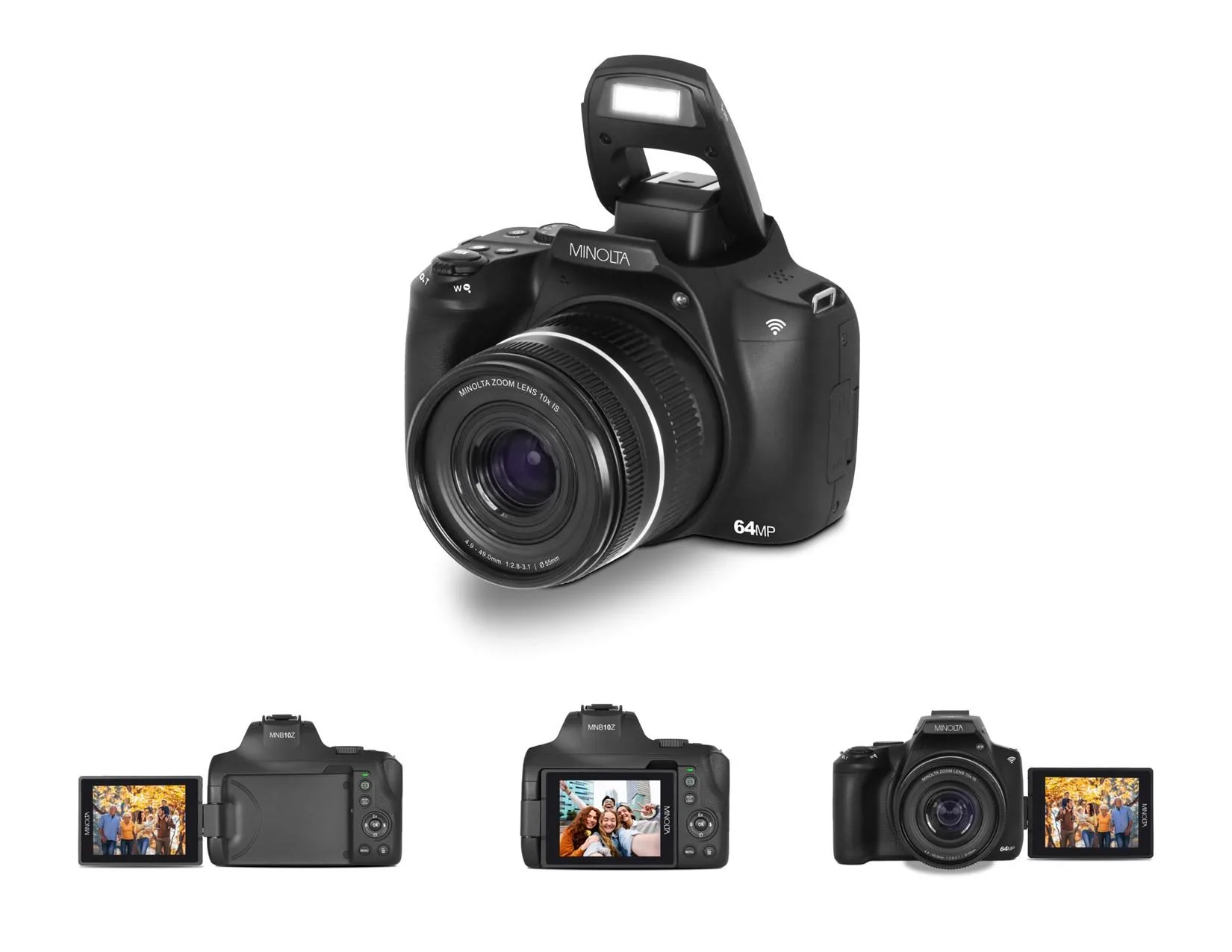 Minolta 64Mp/4K Ultra Hd 10X Optical Zoom Bridge Camera - Black