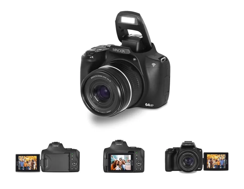 Minolta 64Mp/4K Ultra Hd 10X Optical Zoom Bridge Camera - Black