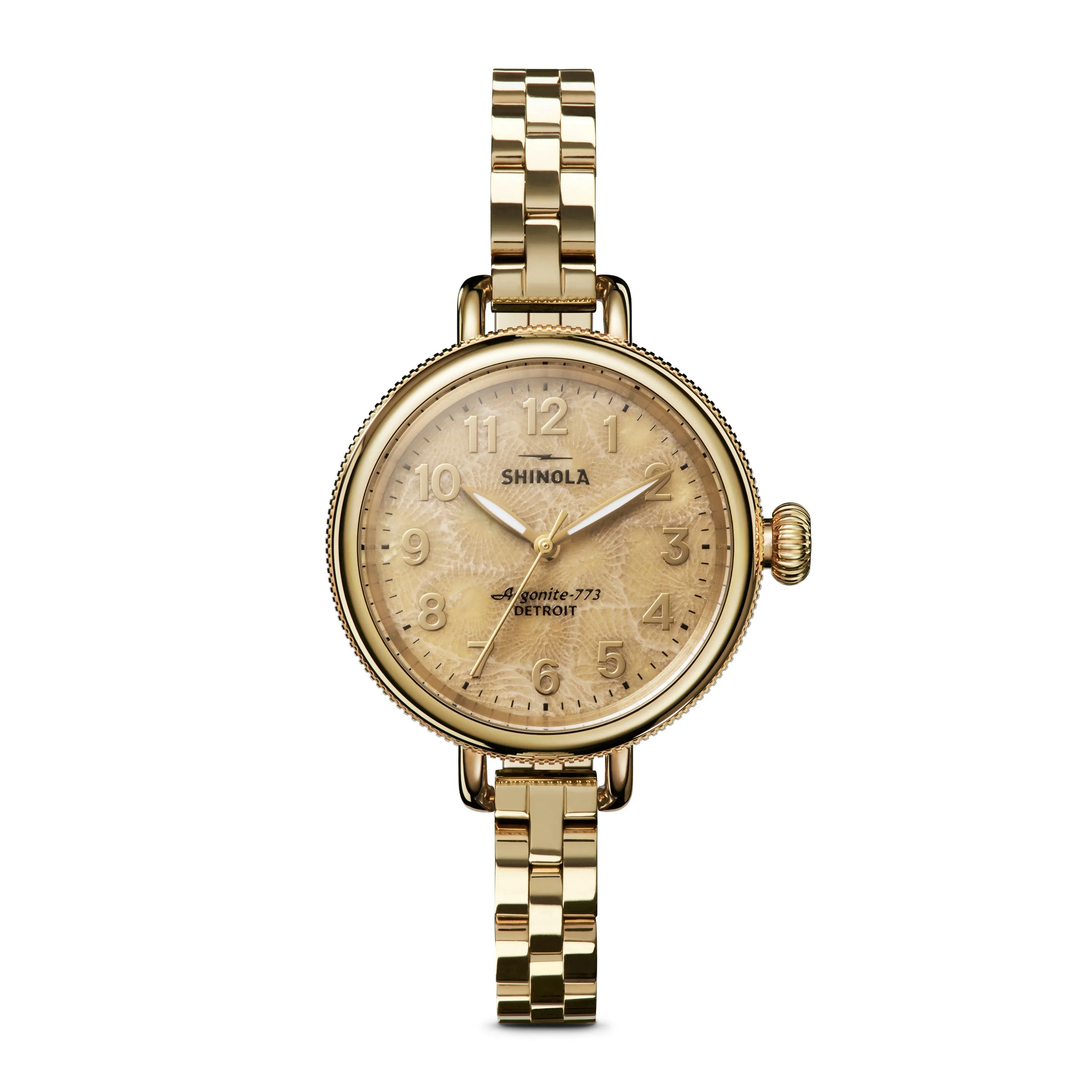 Shinola Ladies Birdy Gold Pvd Stainless Steel Watch Petoskey Dial