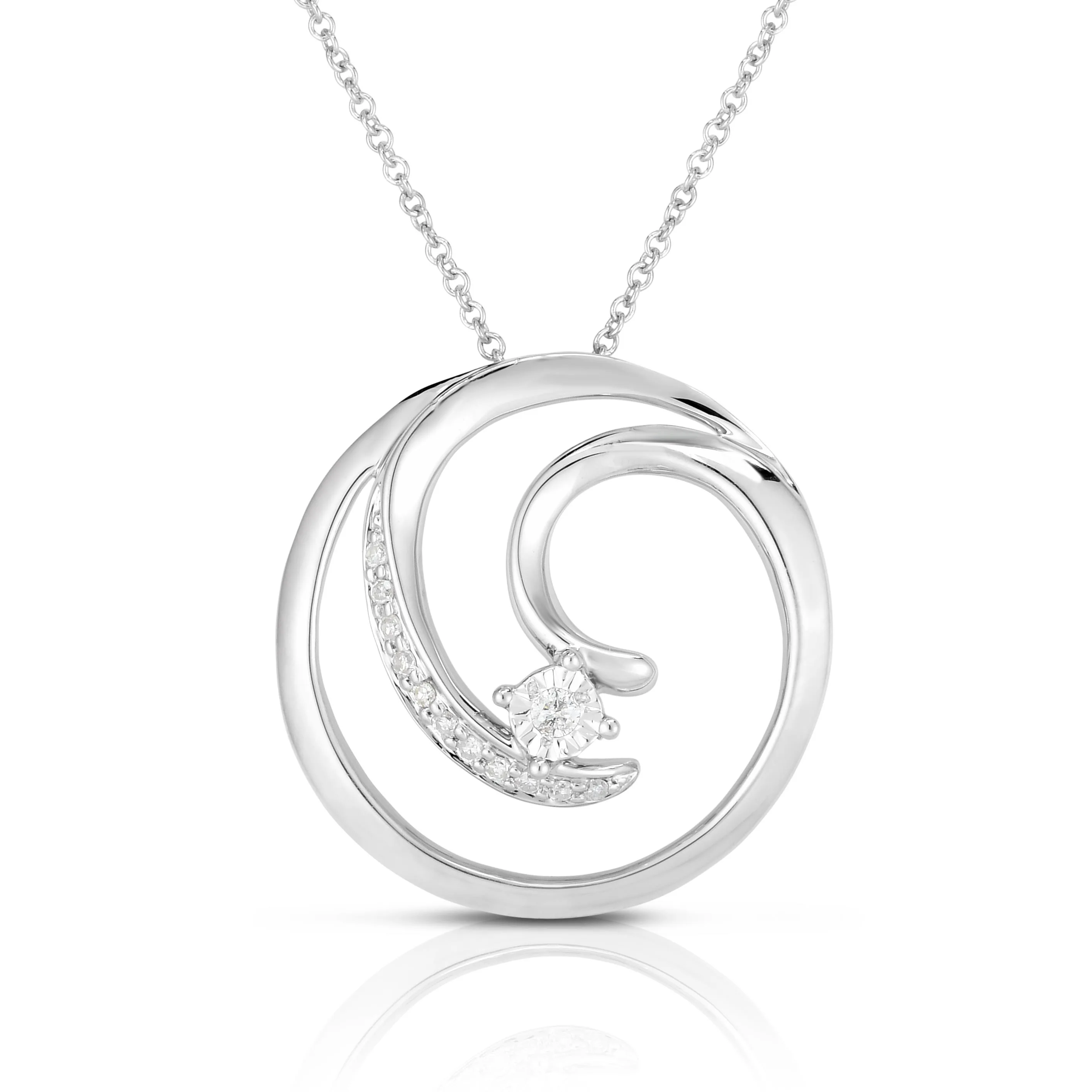 Jilco Inc Diamond Swirl Necklace - Sterling Silver