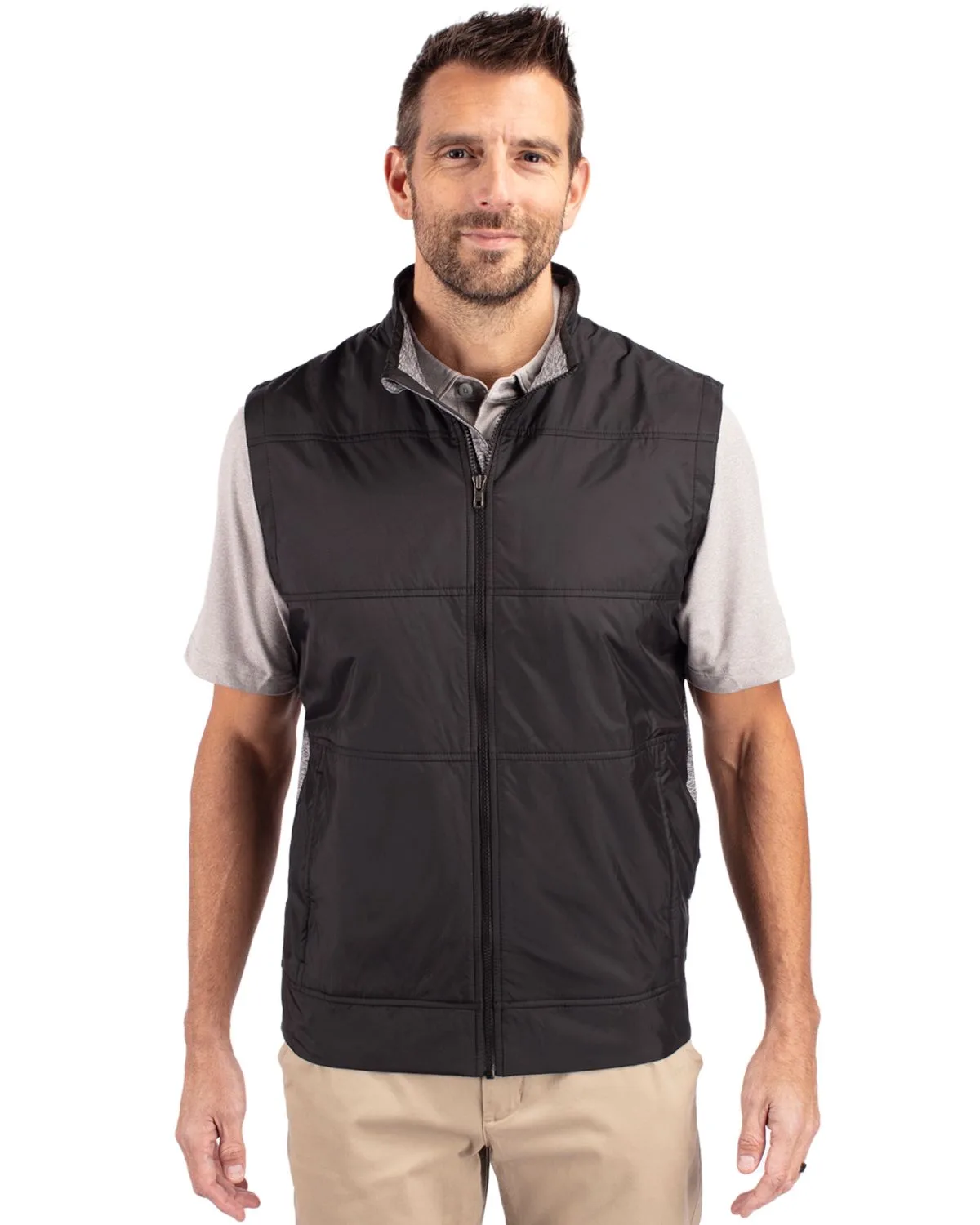 Cutter & Buck Stealth Hybrid Quilted Mens Big and Tall Windbreaker Vest