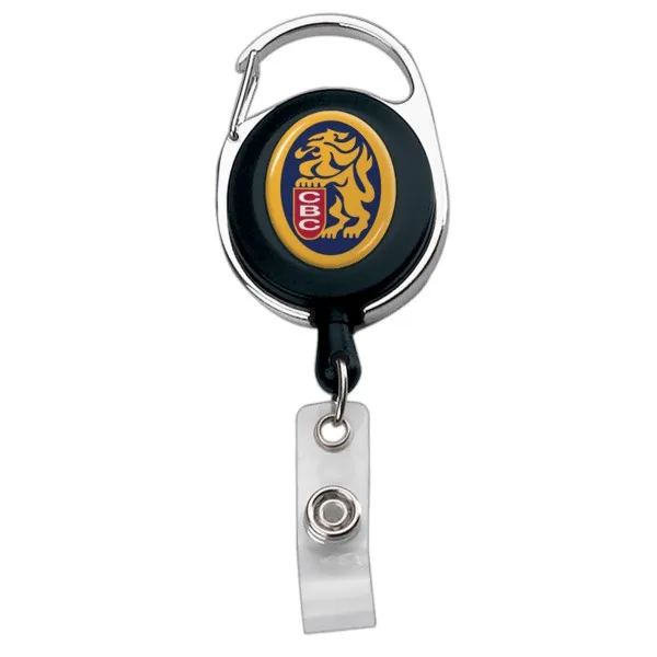 IMPORT Oval Carabiner Metal/Plastic Retractable Badge Reel