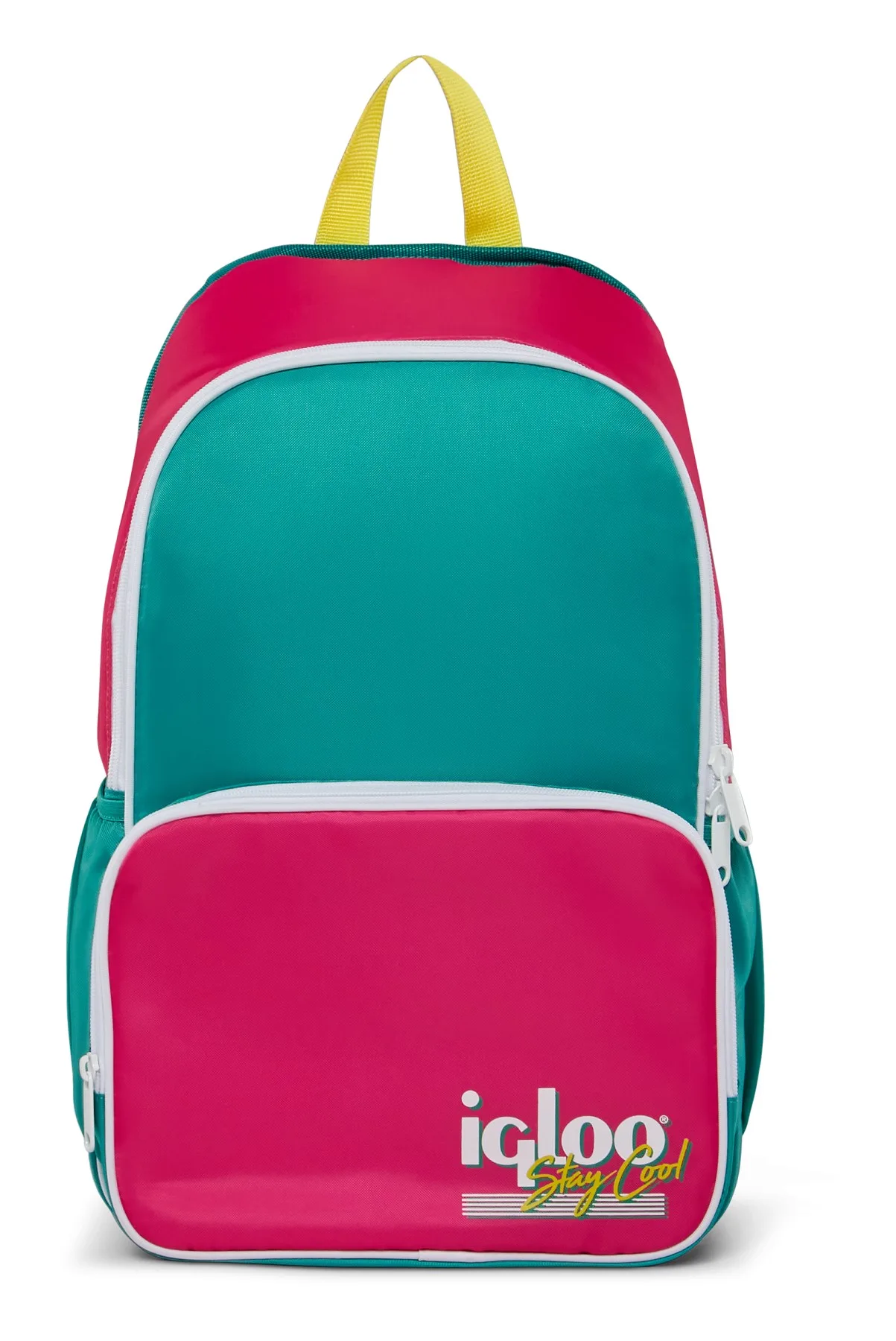 Igloo® Retro Backpack Cooler Bag (Dark Jade and Magenta/Livewire Yellow) view 2