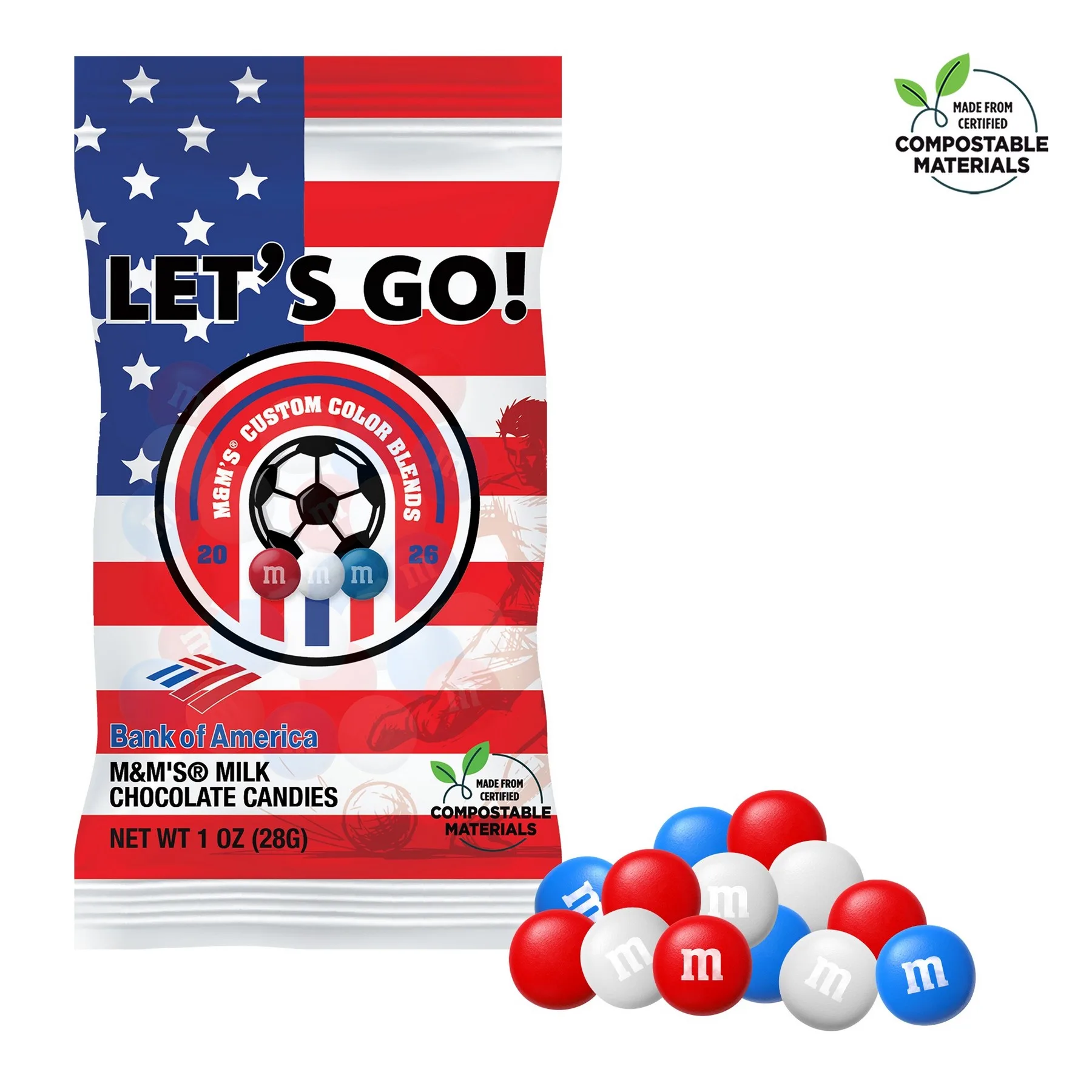 Soccer M&M'S Color Choice, 1oz ECO-Digibag & Full Color — Aqua