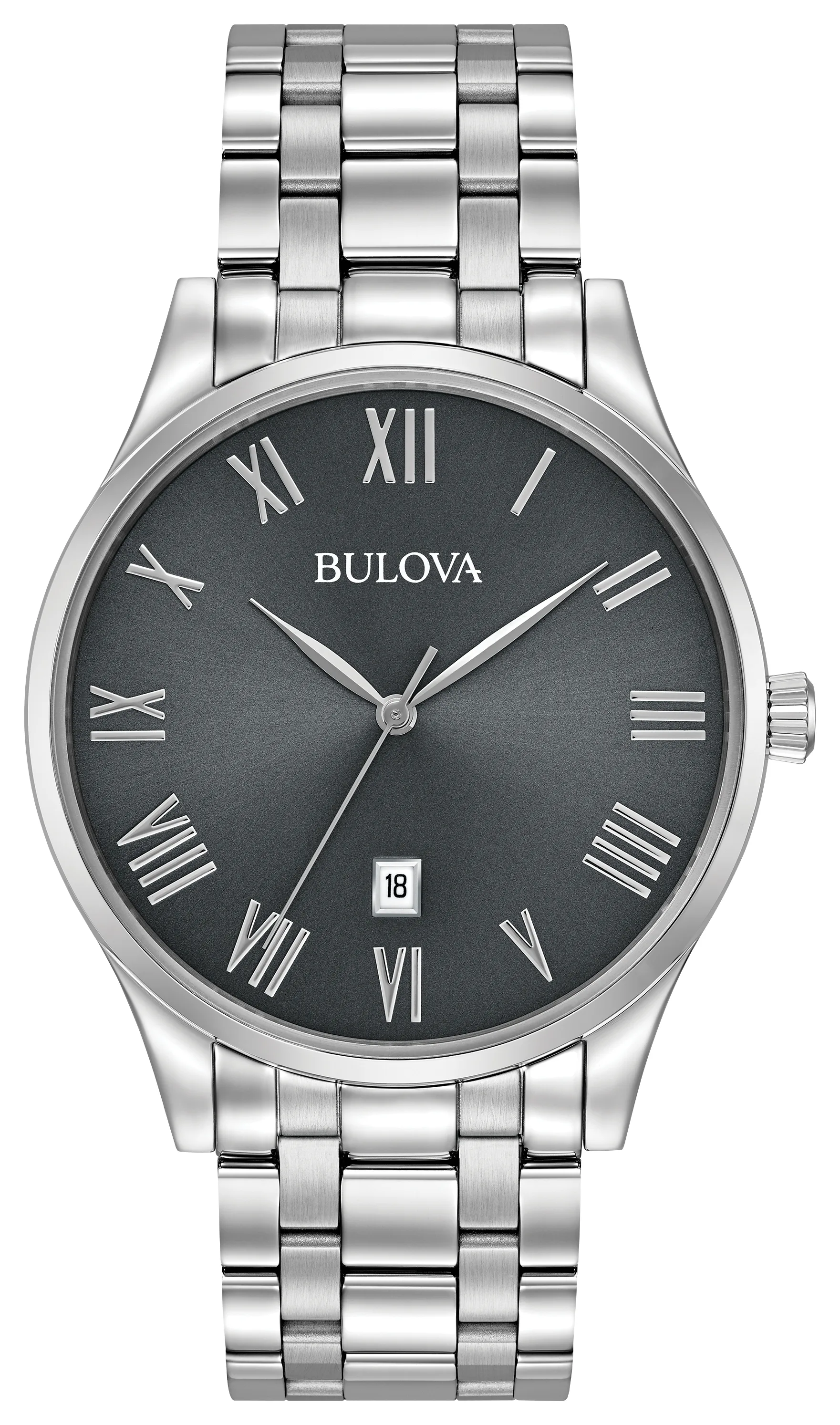 Bulova Watches Men's Classic Watch, Stainless Steel w/Grey Dial