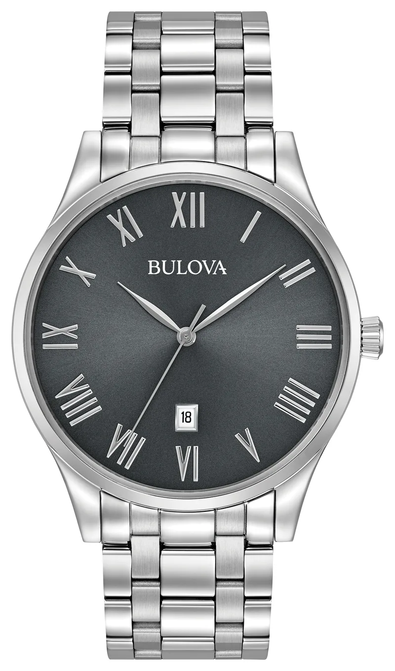Bulova Watches Men's Classic Watch, Stainless Steel w/Grey Dial