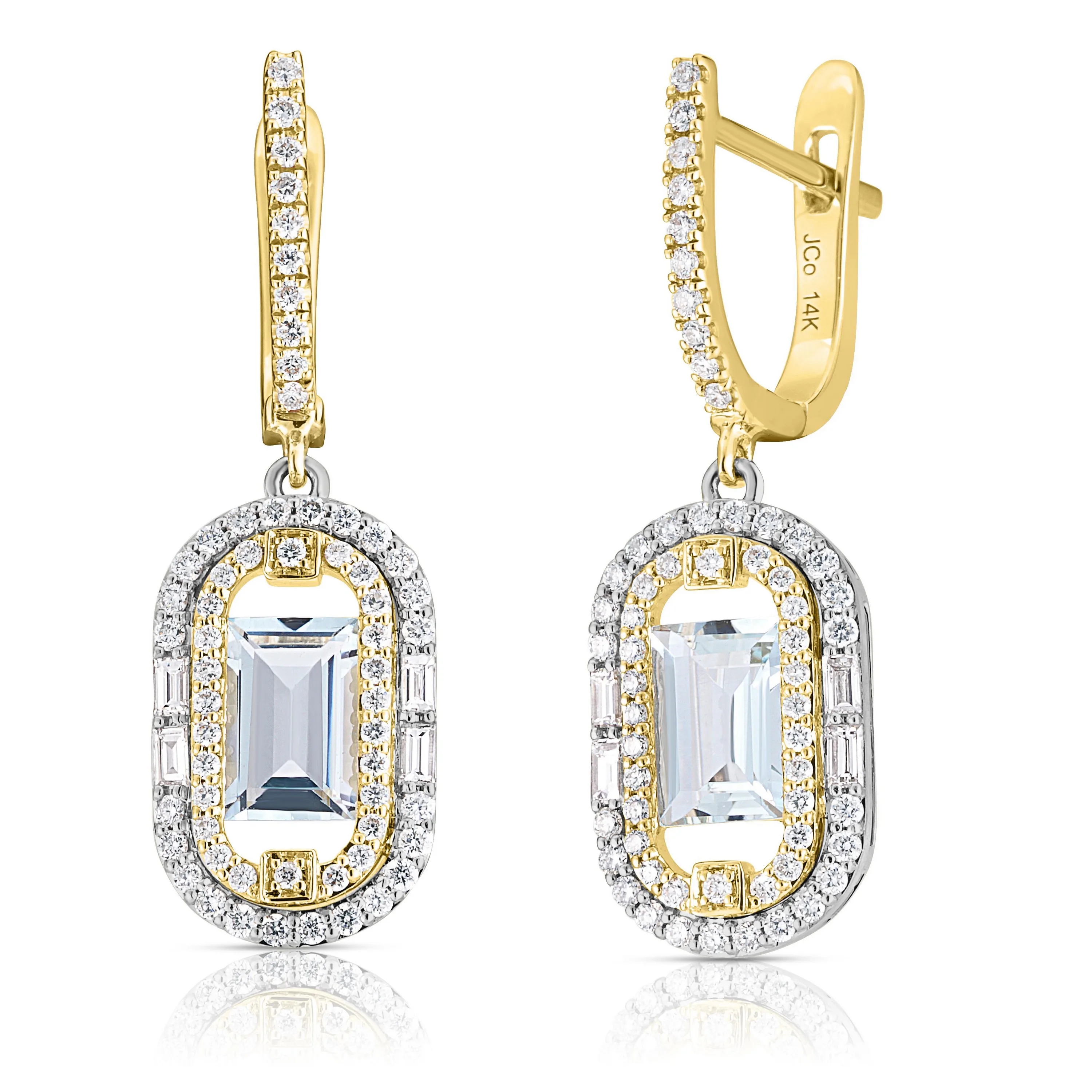 Jilco Inc Aquamarine And Diamond Earrings - 6x4mm