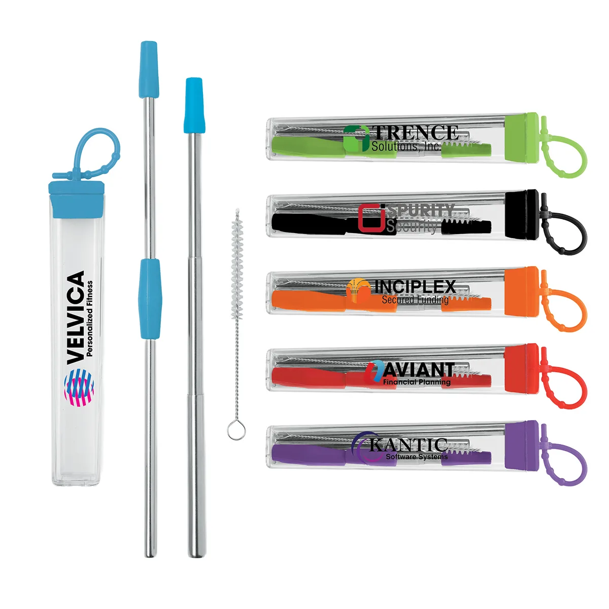 Cosmopolitan 7-Piece, 2-Straw Stainless Steel Set