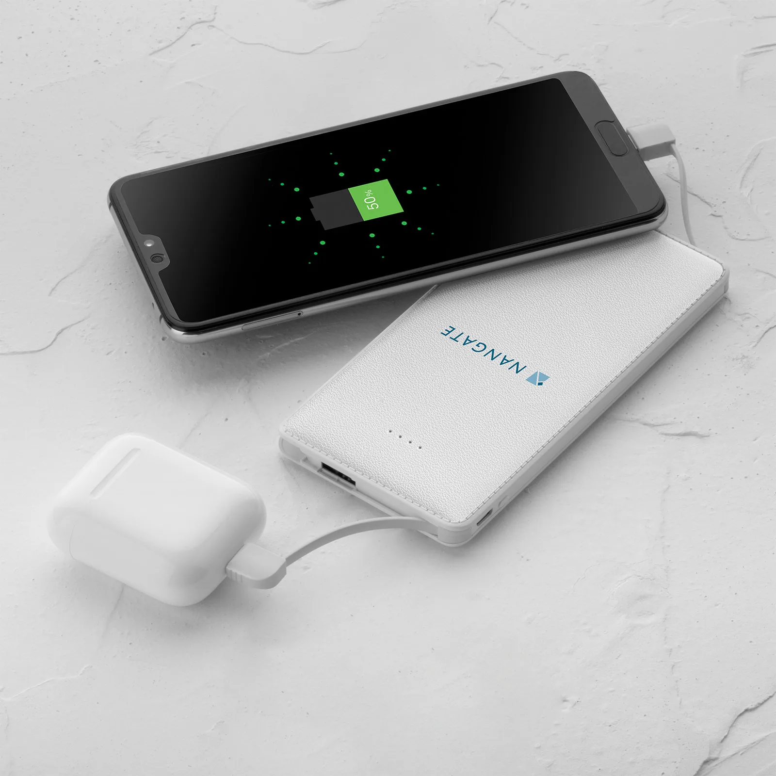 Slim Textured Built-in Cable Power Bank view 5