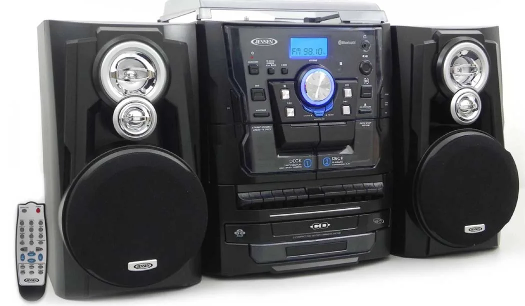 Jensen Audio Bluetooth Stereo Turntable, 3 Cd Changer, Dual Cassette