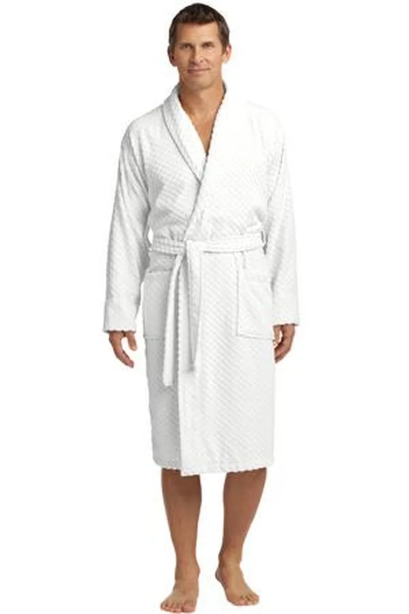 Port Authority® Checkered Terry Shawl Collar Robe.