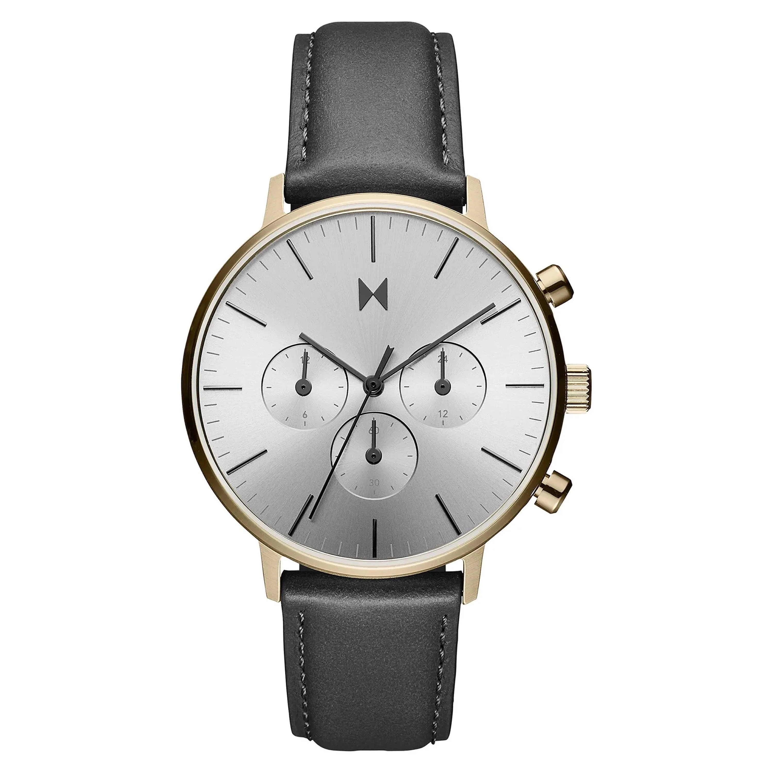 MVMT Mens Legacy Traveler Dual Time Cloudbreak Leather Strap Watch Light Gray Dial