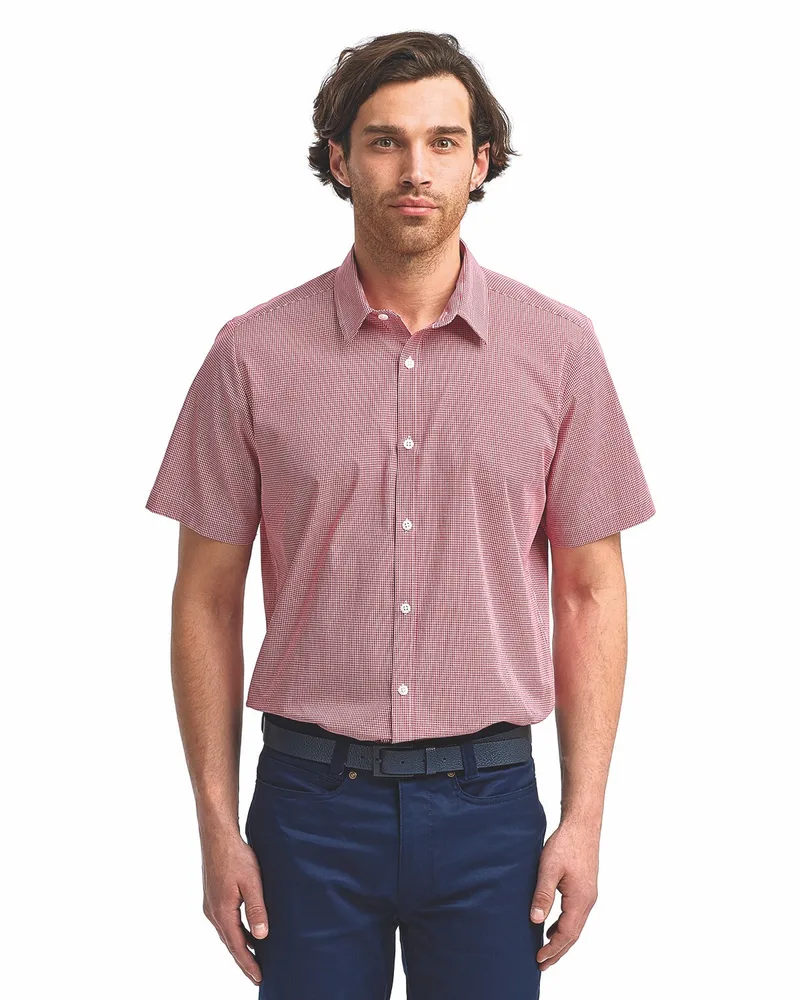 ARTISAN COLLECTION BY REPRIME Men's Microcheck Gingham Short-Sleeve Cotton Shirt view 4