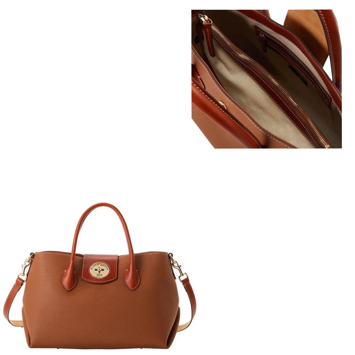 Dooney & Bourke Caramel Pebble Turnlock Handle Tote 30