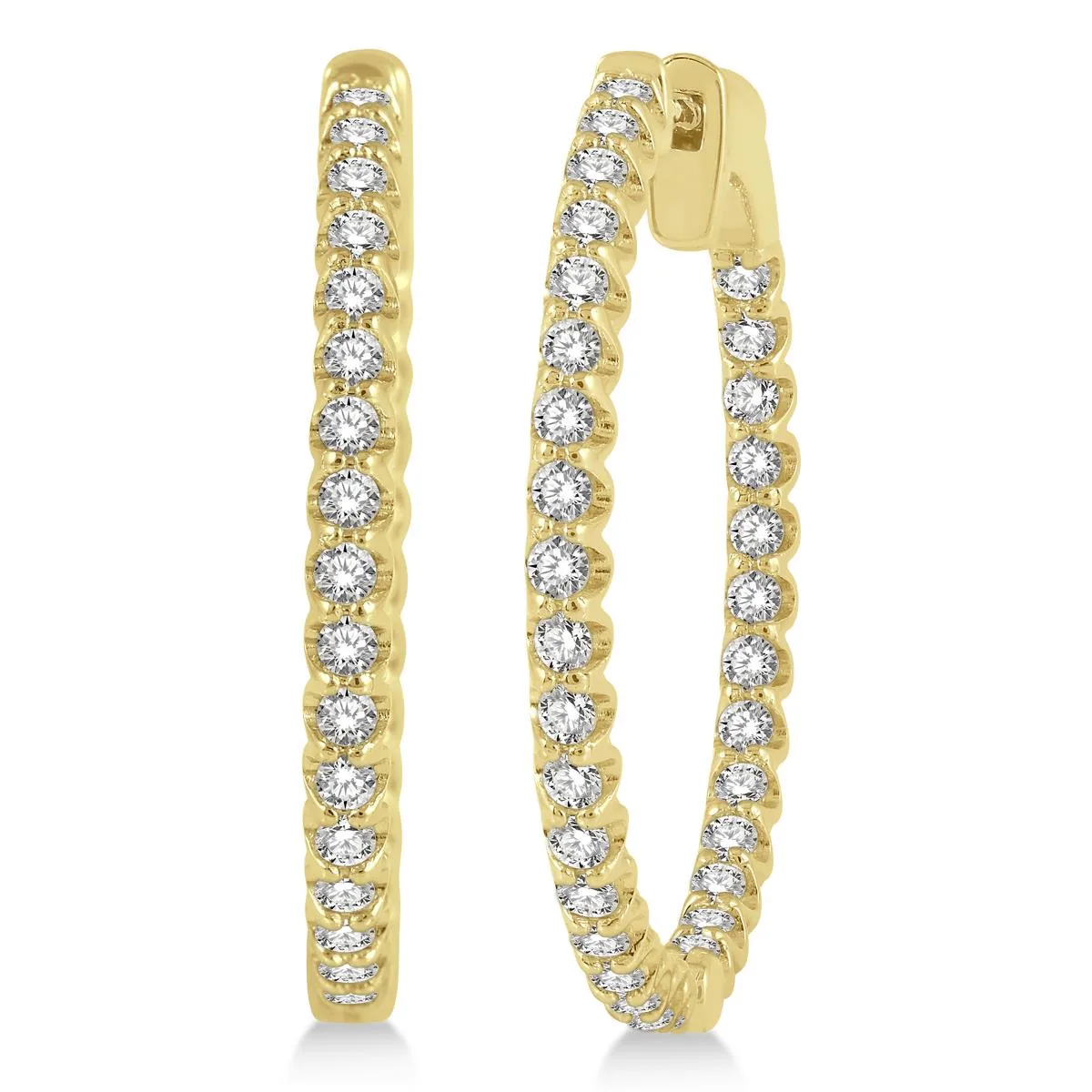 Jilco Inc Diamond Hoops - Yellow Gold