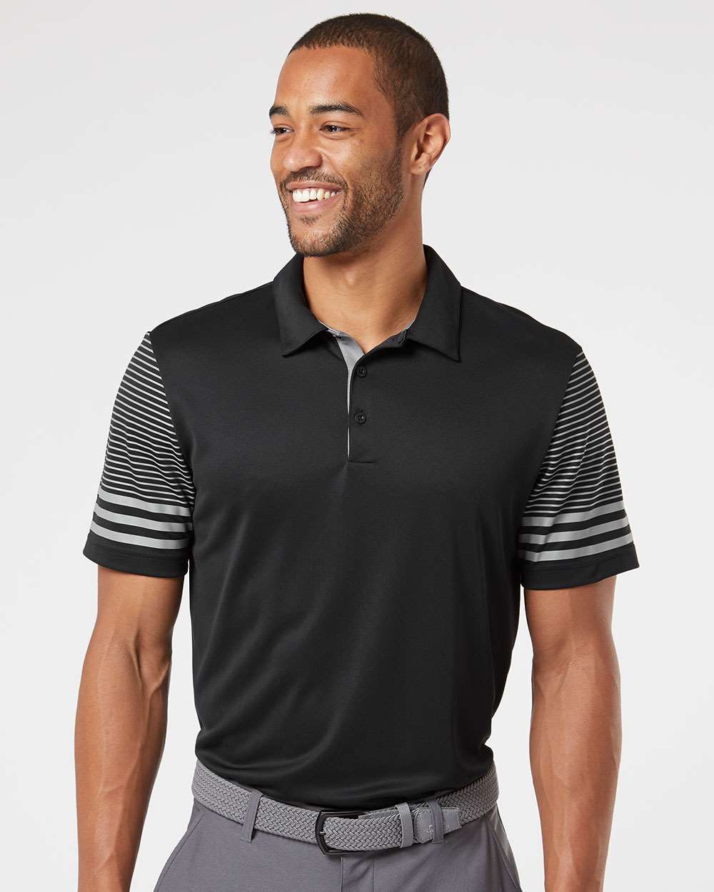 Adidas® Striped Sleeve Polo view 2