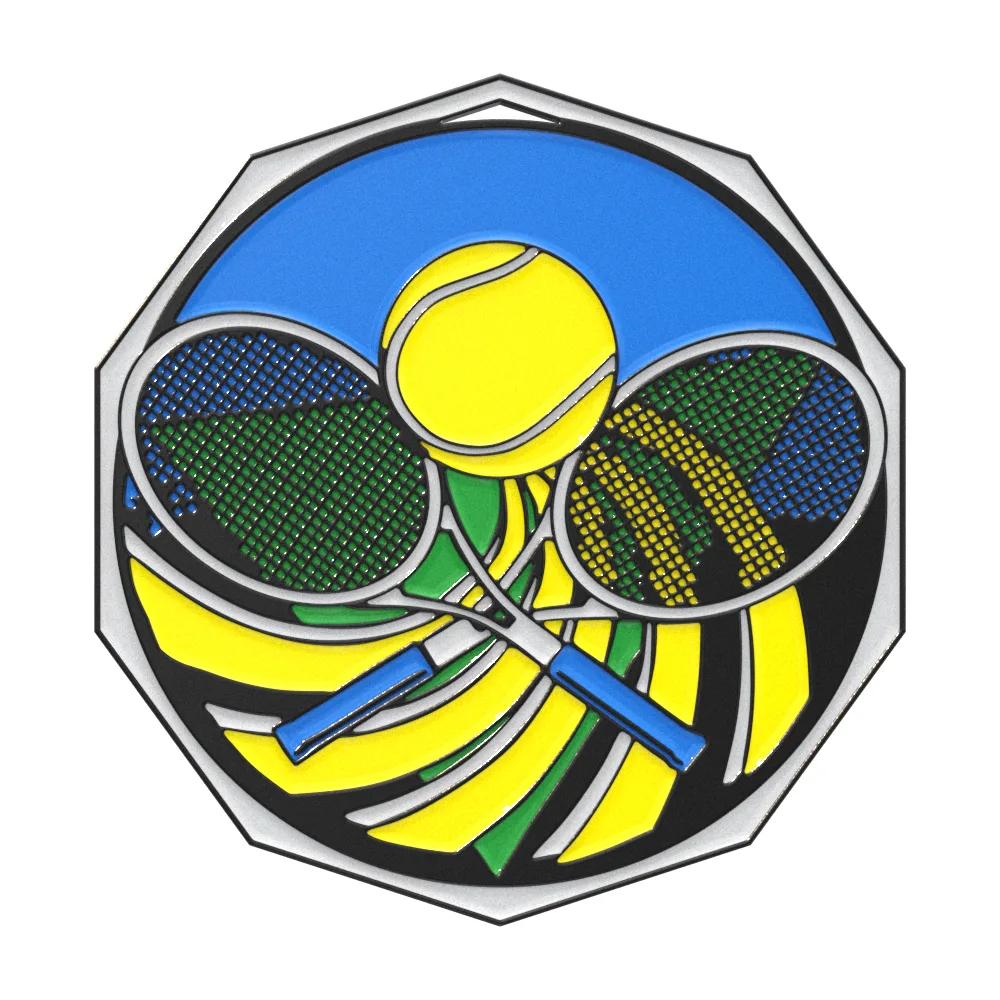 Tennis Decagon Colored Medallion (2")