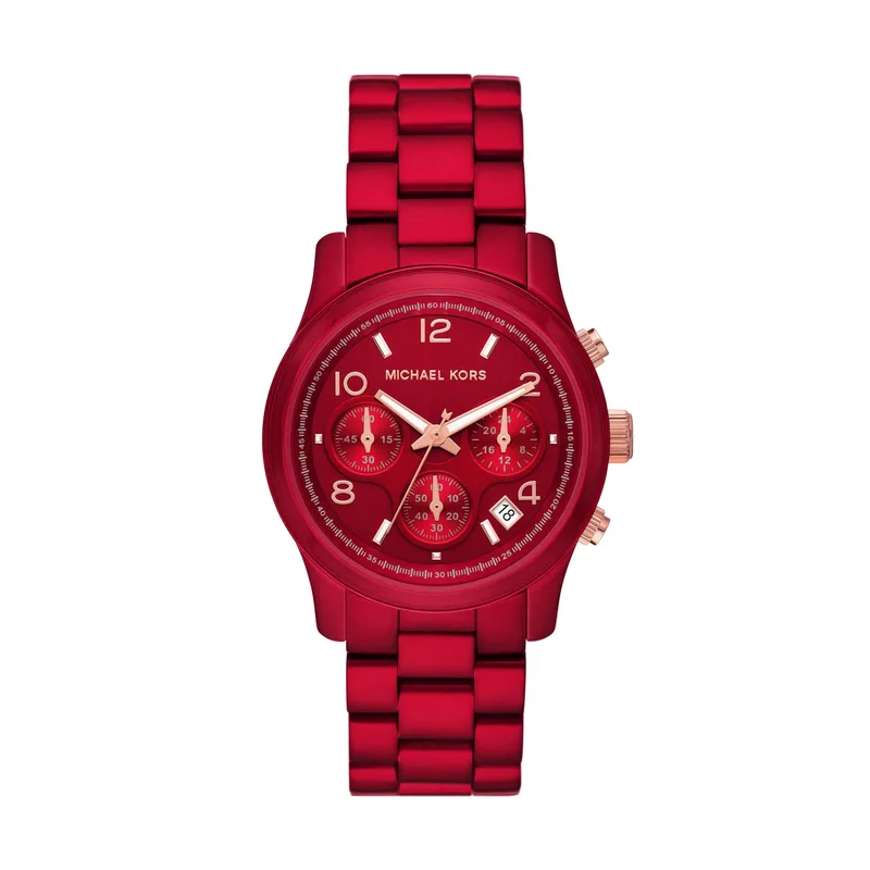 Michael Kors Ladies' Runway Chronograph Red Stainless Steel Watch Red Dial