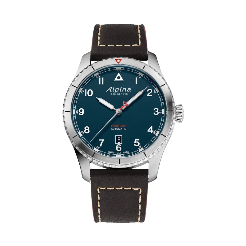 Alpina Men's Startimer Pilot Automatic Brown Leather Watch