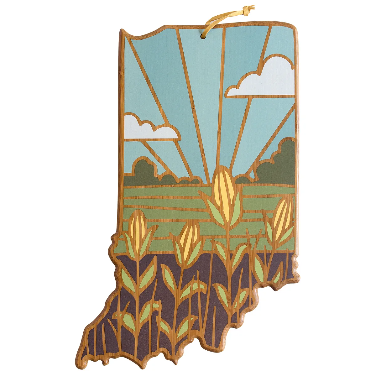 Indiana State Shaped Serving & Cutting Board w/Artwork by Summer Stokes