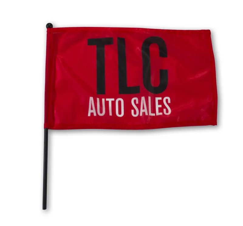 110 Polyester Waving Rally Flag w/ Pole (15"x9" Flag/16" Pole)