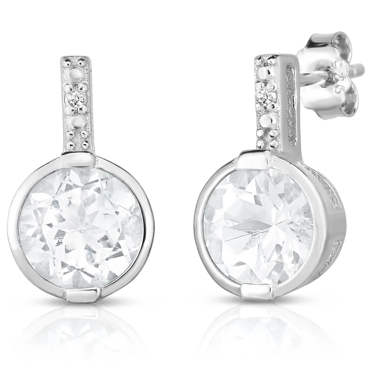 Jilco Inc White Topaz & Diamond Earrings