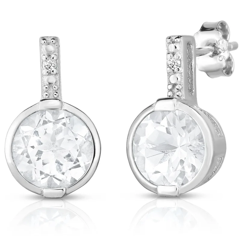 Jilco Inc White Topaz & Diamond Earrings