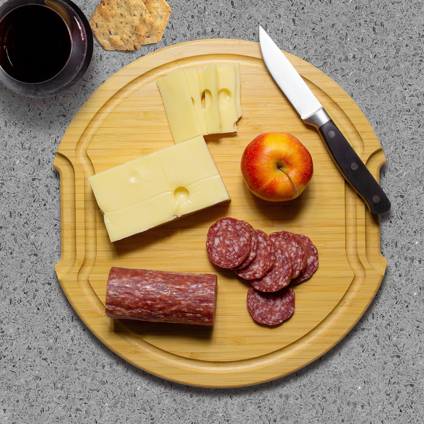 Flip, Serve & Store™ Covered Round Bamboo Charcuterie Board view 5