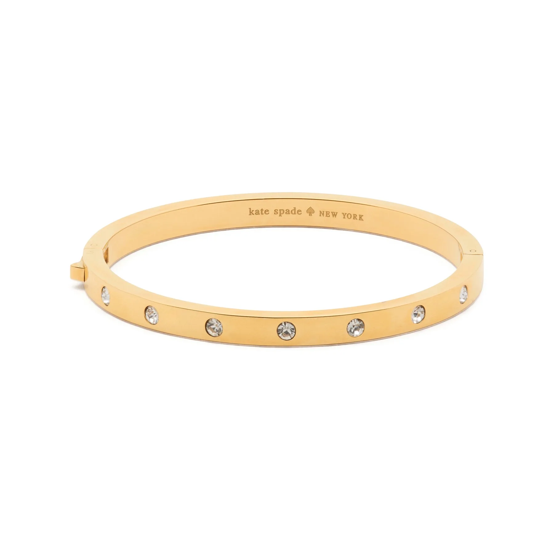 kate spade Set In Stone Hinged Gold Bangle - Clear/Gold