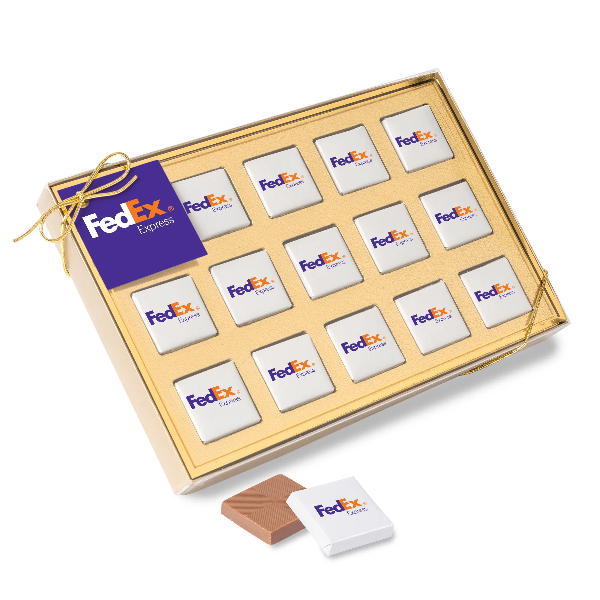 Fifteen Piece Chocolate Foiled Square Box-Full Color view 3
