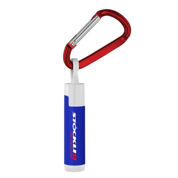 SPF 15 Lip Balm in White Tube with Hook Cap and Carabiner view 2