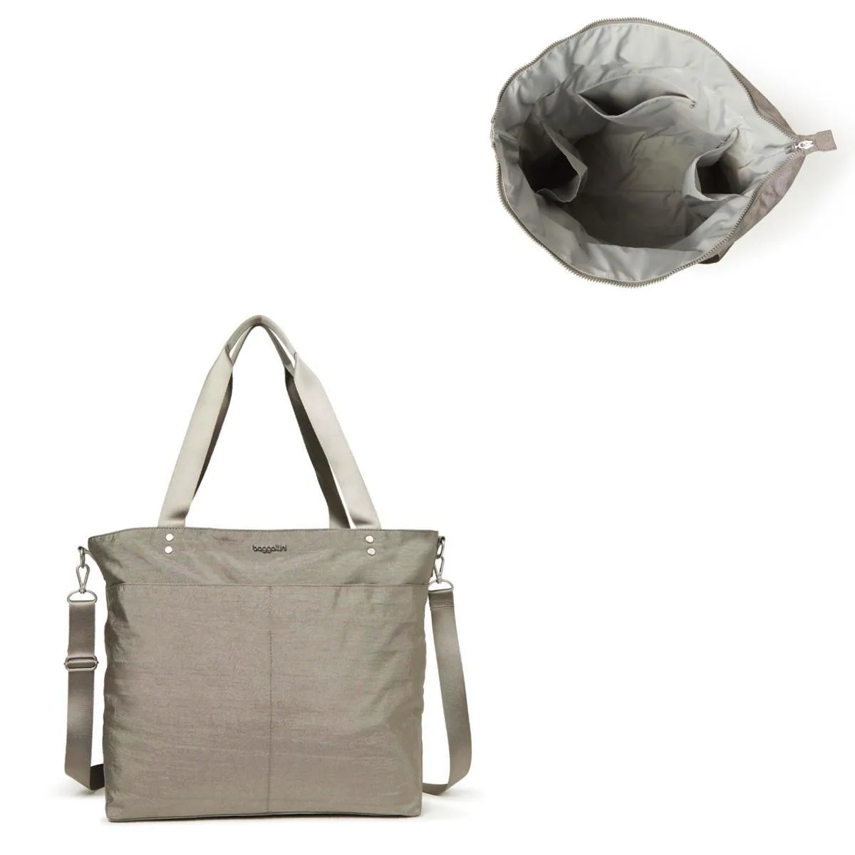 Baggallini Large Carryall Tote Bag - Sterling Shimmer Gray