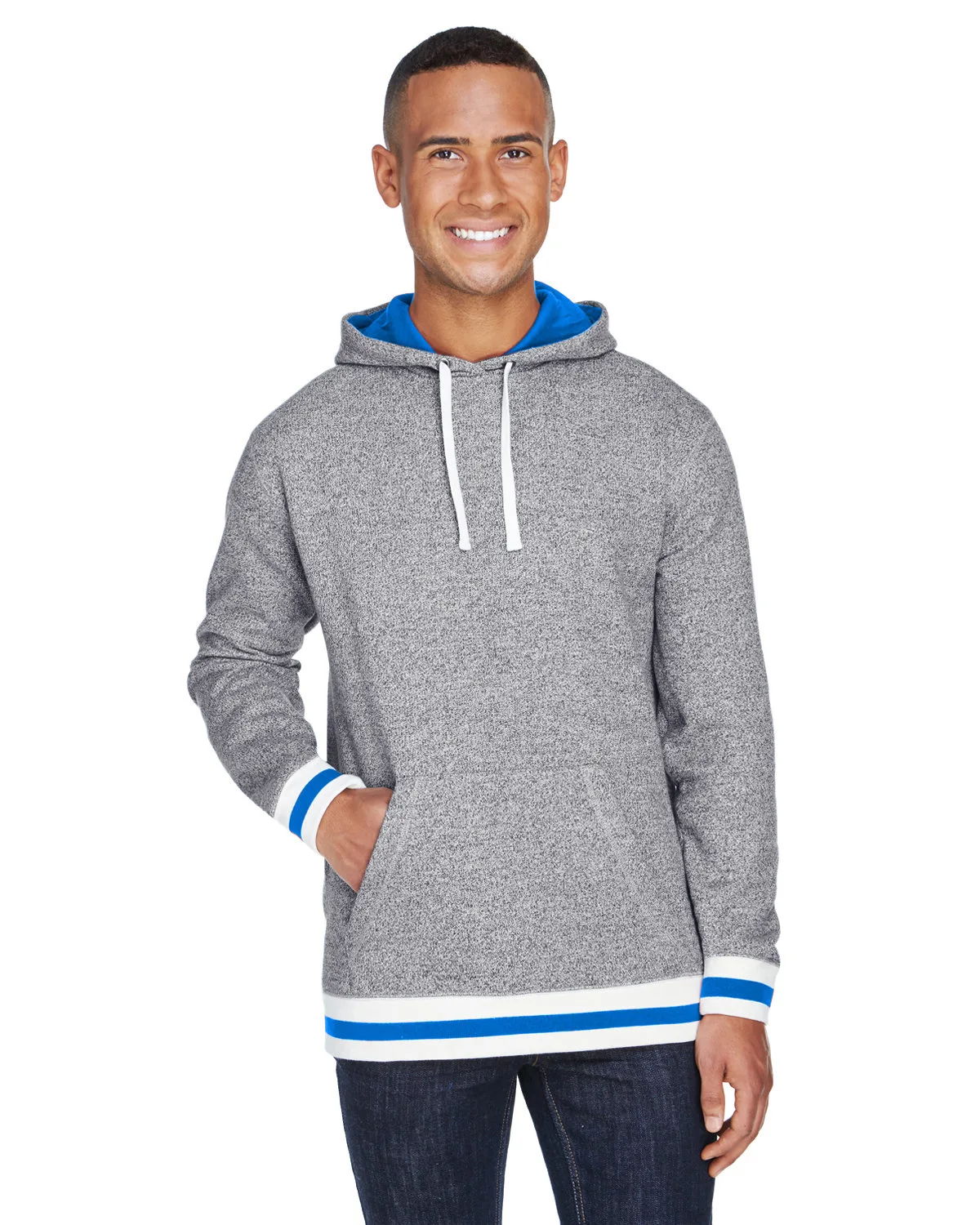 J AMERICA Adult Peppered Fleece Lapover Hooded Sweatshirt view 7